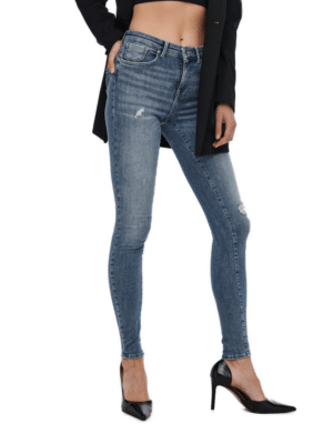 Only Damen Jeans ONLPOWER MID PUSH UP REA264 - Skinny Fit - Blau - Medium Blue Denim